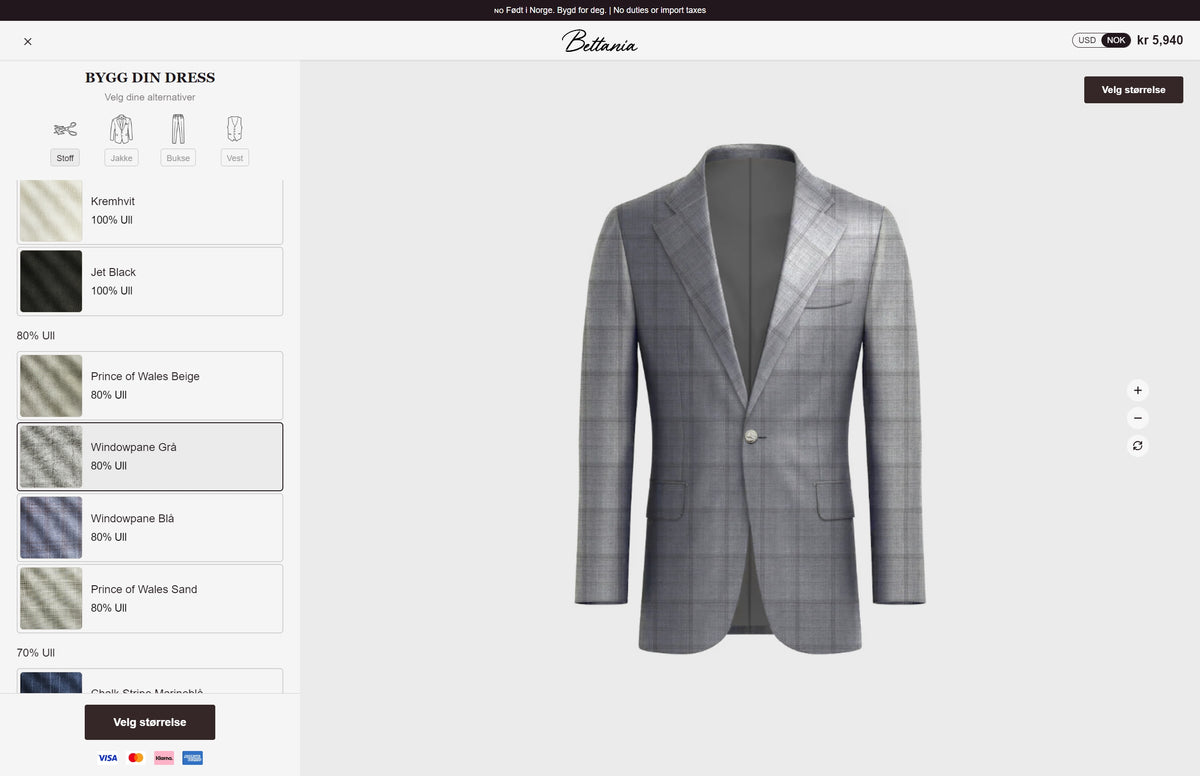 Suit builder app preview